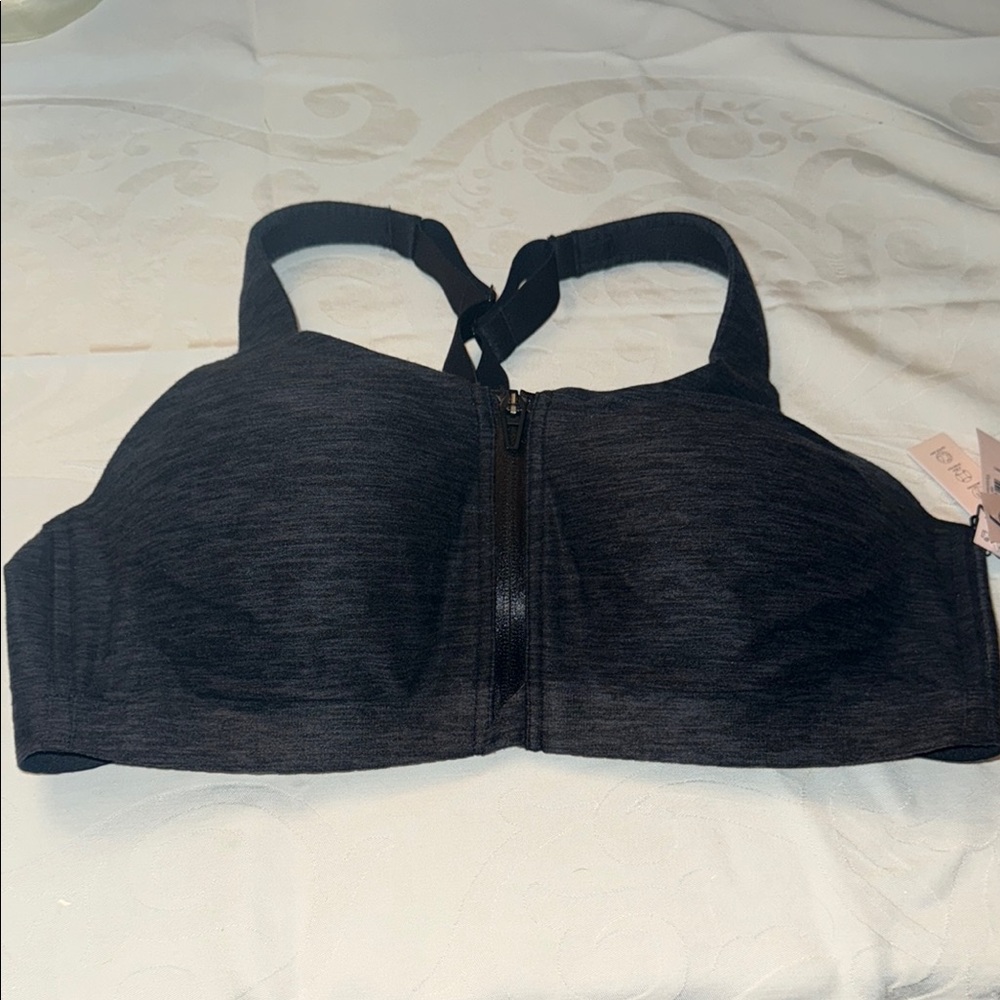 Women's gray black Sports Bra